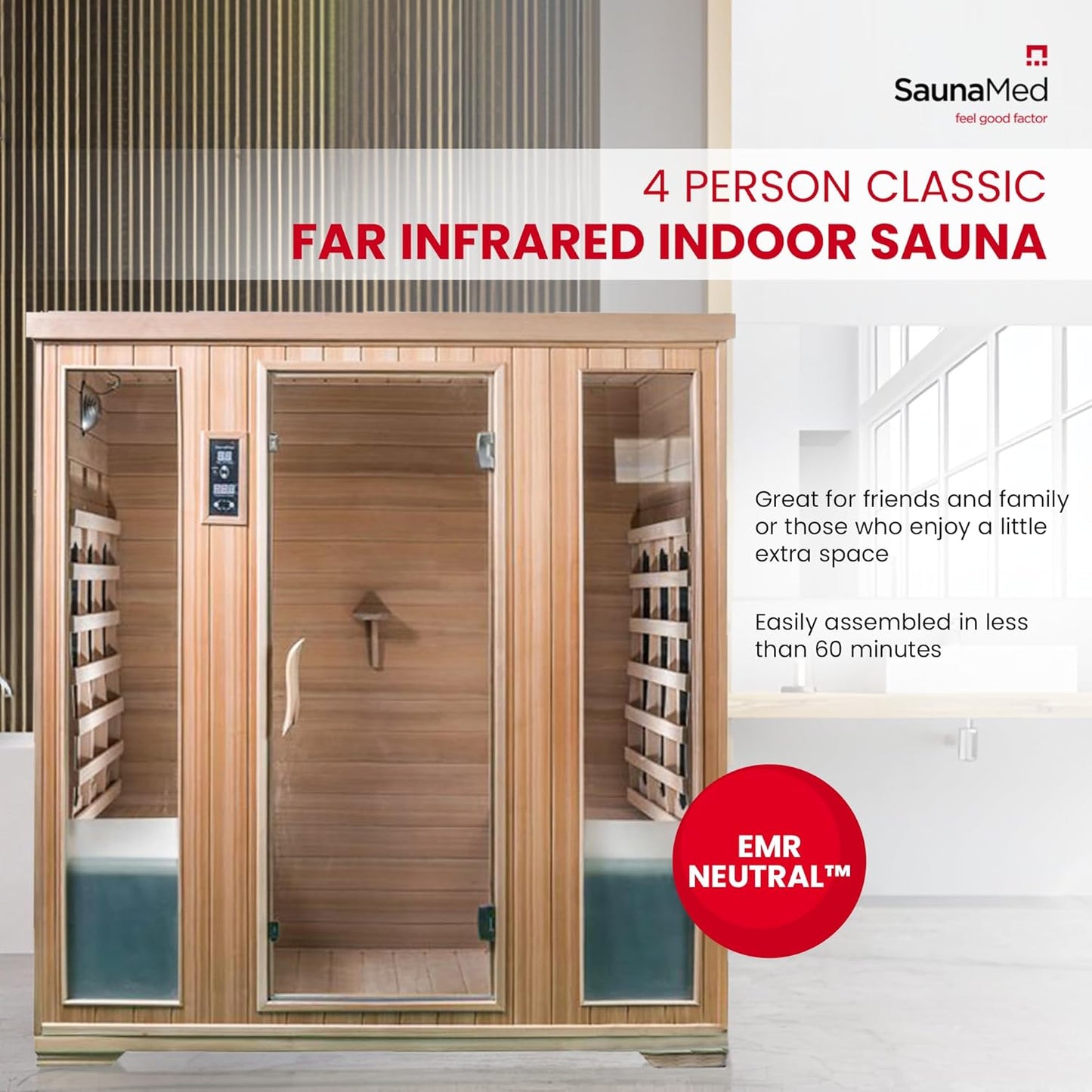 SaunaMed 4-Person Classic FAR Infrared Indoor Sauna
